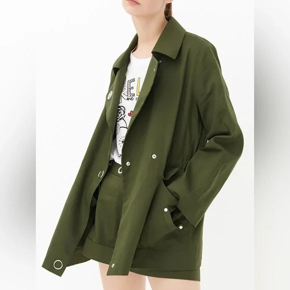 Sandro Olive Trench Coat - Picture 3 of 15
